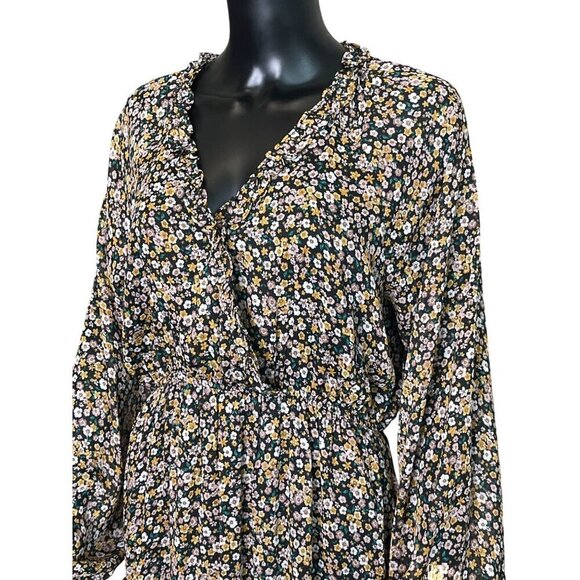 NWT Hem & Thread Floral Tiered Long-Sleeve Boho Maxi Dress – Size Large - Picture 6 of 12